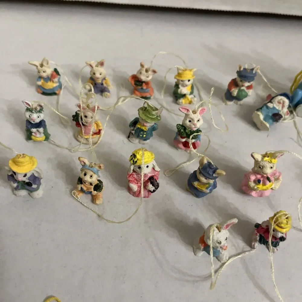 Huge Lot 58 Vtg Easter Ornaments Bunny Egg Chick Wood Resin Mini Tree Enesco Ect